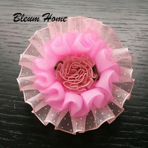 Bleum Home 2pcs girls present Elastic Hair Rubber Bands Kids Children dot tulle chiffon Hair Accessories Rope Headwear