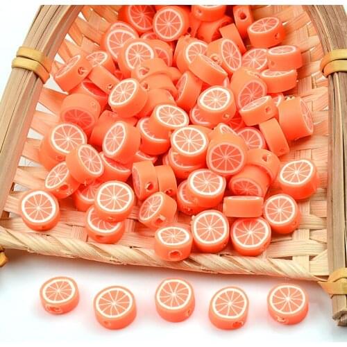 30pcs/Lot Orange Lemon Chips Fruit Polymer Clay Beads Loose Spacer Beads For Jewelry Making DIY Bracelet Accessories