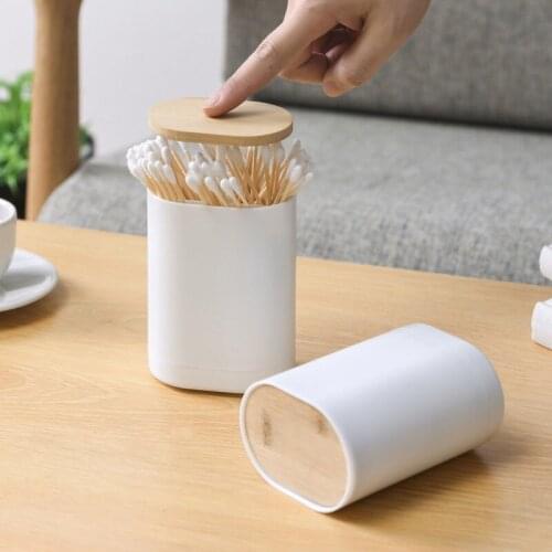 Toothpick Holder Creative Press Cotton Swab Toothpick Box Dental Floss Cotton Swab Storage Box Bamboo Living RoomToothpickHolder
