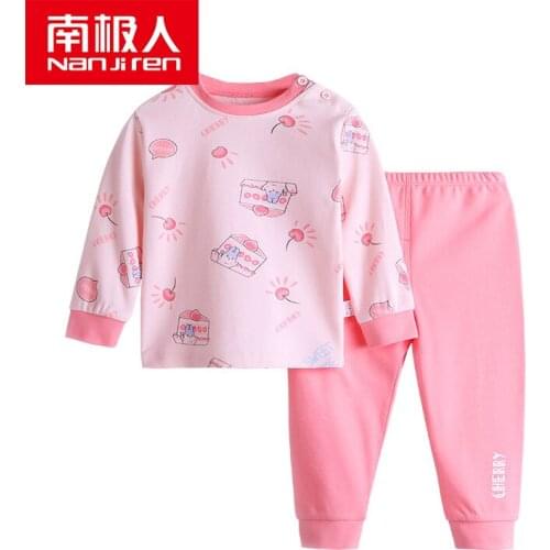 NANJIREN Children Pajamas Sleepwear Set Baby Nightwear Cotton Square Collar Cartoon Print Broadcloth Children Warm Pajamas Set