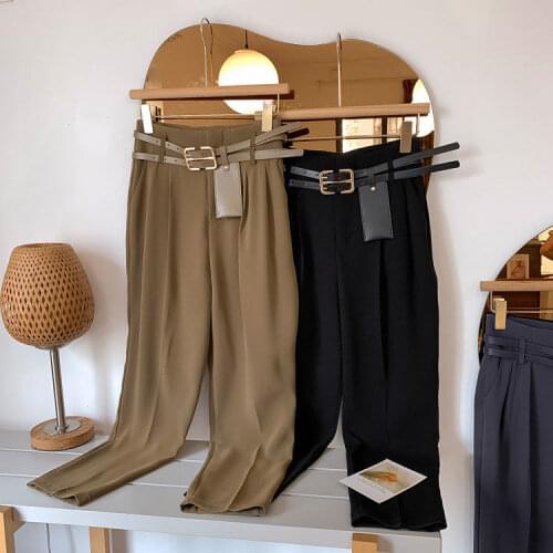 Nine pants women high waist trousers 2021 early autumn new casual cigarette loose suit pants LN67