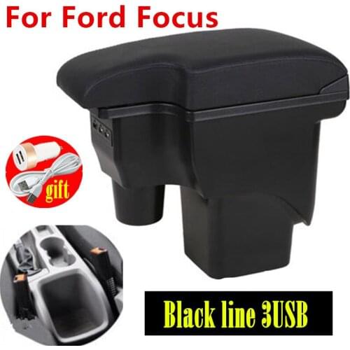 For Ford Focus 2 armrest box mk2 car accessories nterior Retrofit parts Ford Focus 2 Car Armrest box Center Storage box 3USB LED
