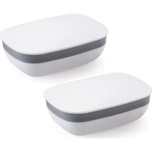 Travel Soap Holder Dish Case with Strong Sealing, Portable Leak Proof - White Pack of 2