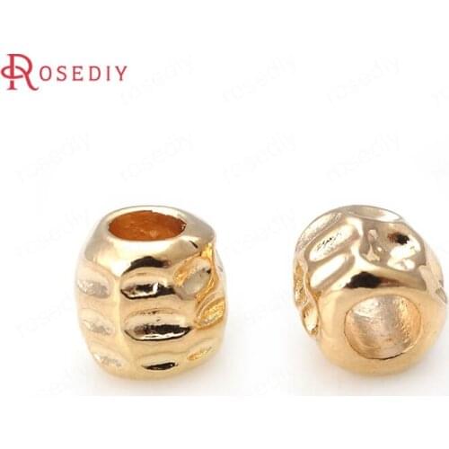 F684)10 pieces 5x5mm 24K Champagne Gold Color Plated Brass Barrel Spacer Bracelet Beads High Quality Diy Jewelry Accessories