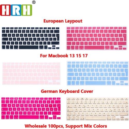 HRH 100pcs EU German QWERTZ Keyboard Protector For Macbook Air Pro Retina 13" 15" 17" Laptop Keyboard Silicone Skin Dust Covers