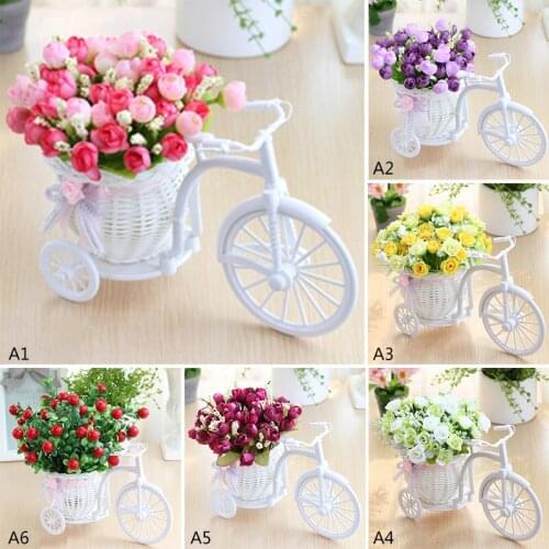 Artificial rose rattan vase + flowers meters spring scenery rose artificial flower set home wedding decoration Birthday Gift