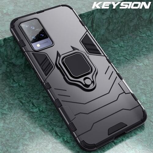 KEYSION Shockproof Case for VIVO V21 5G V20 Pro V20 SE Y72 Y20sG Y12S Y30 Y50 Y51 Y31 Ring Stand Phone Cover for IQOO 7 5G Z3 Z1
