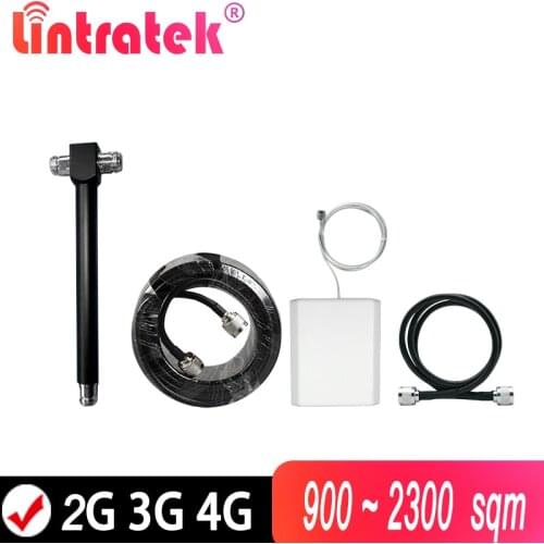 Internal antenna set contains 2-ways Splitter for 2G 3G 4G Signal Booster kit coverage 900-2300 Square meter without barrier