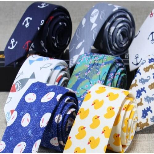 Korean Women Scarves 6cm Fashion Cotton Small Fresh Narrow Cravate Homme College Casual Cartoon Tie