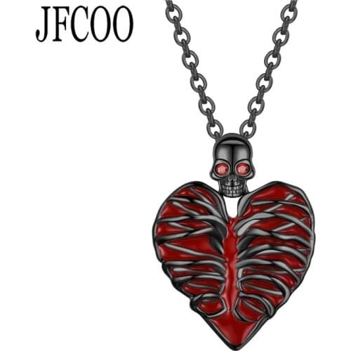 Love Heart Chest-Shaped Skull Wedding Gift Red Black Drops Of Oil Necklace Pendant Jewelry Dropshipping