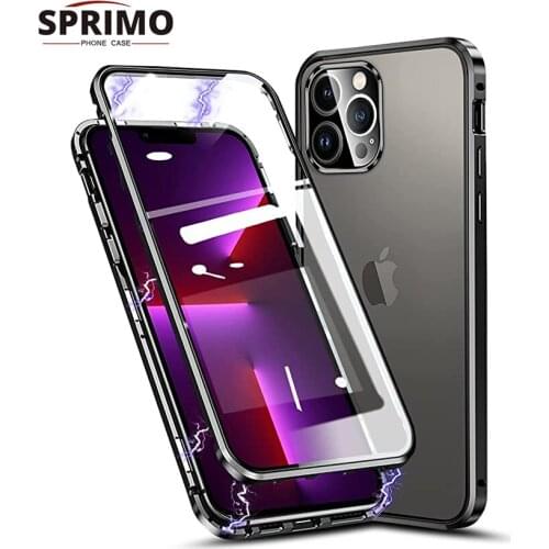 Metal Magnetic Adsorption Flip Case For iPhone 12 Mini 11 Pro XS MAX XR 8 7 6s 6 Plus Transparent Double Sided Glass Magnet Case