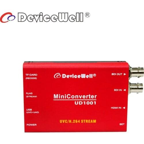 Devicewell UD1001 Mini Converter SDI IN TO SDI out ,UVC/UAC.TF card upgreade ,USB 5V Power Live Companion SDI VIDEO CONVERTERS