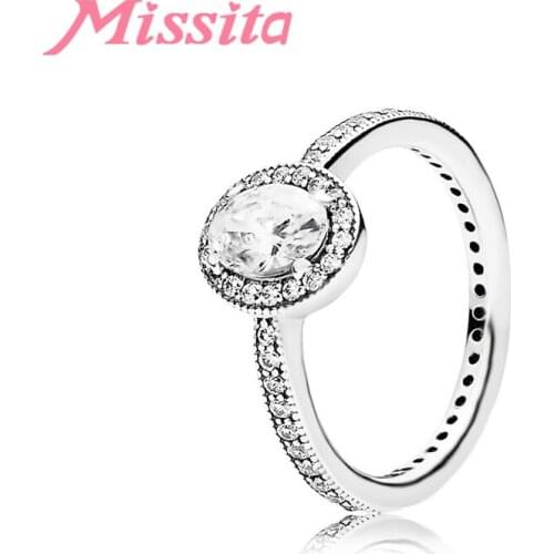 MISSITA NEW Elegant Oval AAA Zircon Finger Rings For Women Fit Wedding Anniversary Silver Color Jewelry Gift Dropshipping