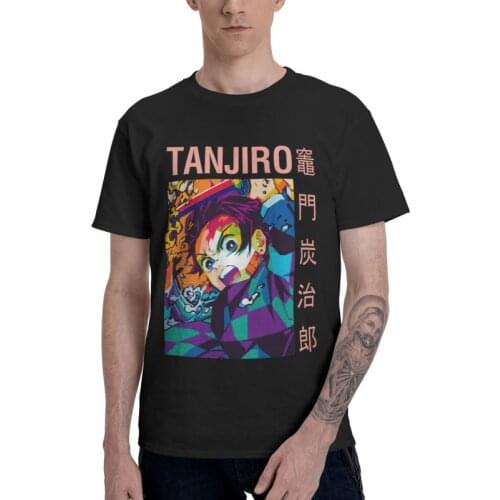 Demon Slayer Japanese Anime Tshirts Men Tee 100% Cotton T Shirts Short Sleeve Manga Fans Kimetsu No Yaiba Tanjiro Kamado T-shirt