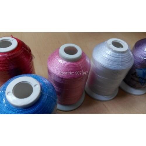 Popular 100% polyester embroidery thread 1000m/cone, 6 Brother colors/set machine embroidery thread