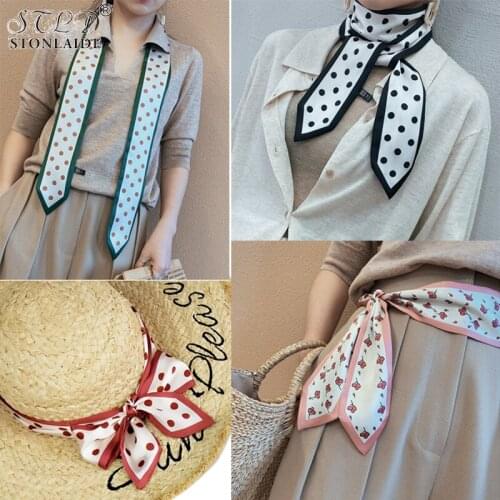 2020 NEW Polka Dot Imitation Silk Scarf for women Female All-match Neckerchief Ribbon Wrist Bag Package Belt Scarf Hair Band