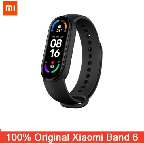 Original Xiaomi Mi Band 6 Sport Wristband Heart Rate Fitness Tracker Bluetooth 1.56 " AMOLED Screen Smart Band 5 Color Bracelet