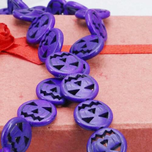 Ornament Purple Turkey Stone Loose Round Beads DIY Howlite 15inch Halloween Lucky Gift Prayer For Necklace Bracelet 15mm Jewelry