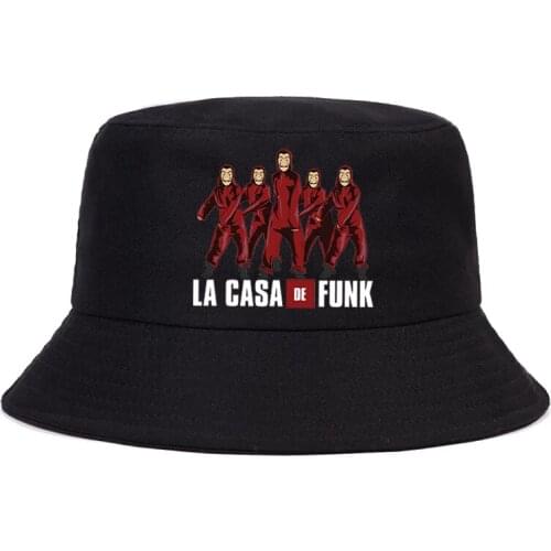 La Casa De Papel Summer Hat Women Men Cartoon Money Heist Panama Bucket Cap The Design Flat Visor Bucket Hat Fisherman Hat