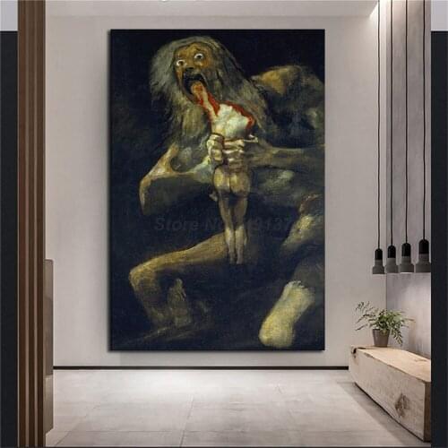 Large Saturn Devouring One Of His Children Poster Picture Canvas Modern Painting Oil Print Wall Art For Living Room Home Decor