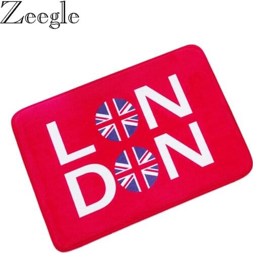 Zeegle Durable Entrance Door Mats Funny Cartoon Printed Rugs Thicken Non-slip Flannel Waterproof Kitchen Bedroom Carpet Rugs