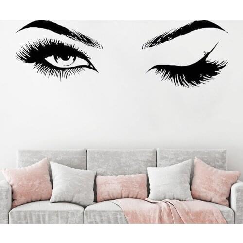 Eyelashes Wall Sticker Girls Eyes Vinyl Eyebrows Wall Decor Beauty Salon home decoration accessories Make Up Wall Decor HY07