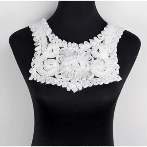 Chiffon guipure Lace Fabric Embroidery Tulle Neckline Sequined Lace Collar Sewing Accessories Supplies trim Bridal wedding dress
