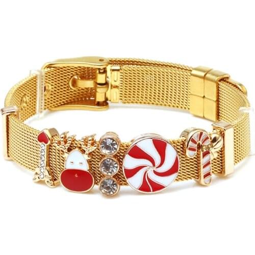 High Quality 10mm Animal Elk Charm Beads Fit Brand Stainless Steel Mesh Bracelets For Women Christmas Jewelry Gift