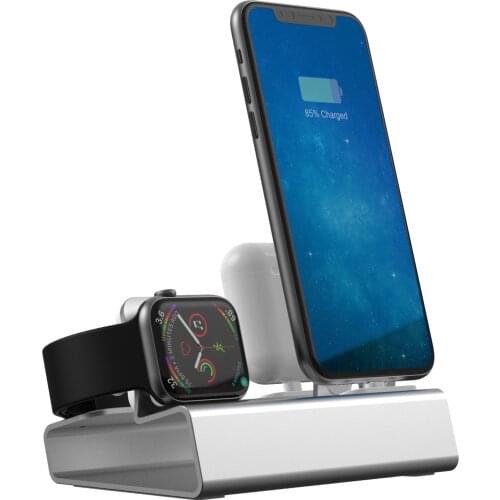 Aluminum Alloy 3 in 1 Charging Dock Holder for iPhone Airpods Apple Watch Charger Station three-in-one charging bracket