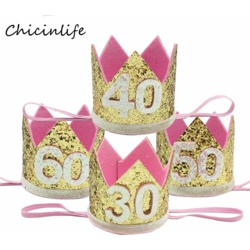 Chicinlife 30 40 50 60 Birthday Crown Headband Women 30th 40th 50th Birthday Party Decoration Adult Birthday anniversary Hat