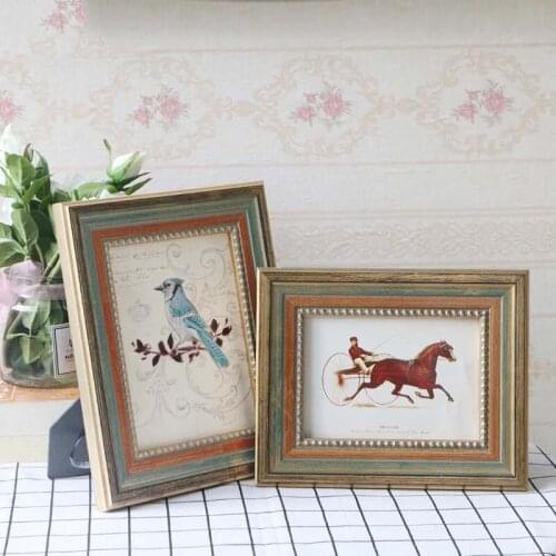1 Pcs Classic Vintage Wooden Photo Frame Golden/Sliver 3-10 Inch Table Picture Frames for Desk Hallway Home Decor Single-frame