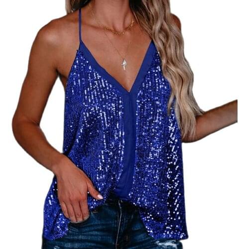 2021 Summer New Womens Sexy Sequin Vests Casual Tank Tops Sleeveless T Shirt Blouses Sequin Racerback Tanks 3 Colors