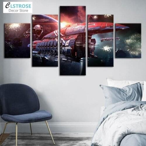 Home Decoration Canvas Painting for Interior Spaceship Planet Art Poster Aesthetic Living Room 5Pcs Modular Picture Frameless