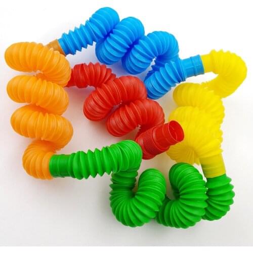 5Pcs Mini Pop Tubes Sensory Toy for Adult Fidget Stress Relieve Toys Kid Autism Anti Stress Plastic Bellows Children Squeeze Toy