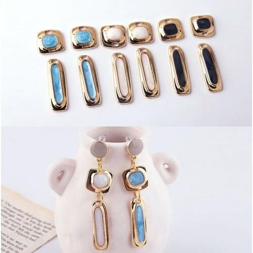 50pcs/lot handmade color alloy drop oil geometry shape charms diy jewelry earrings/necklace pendants accessory