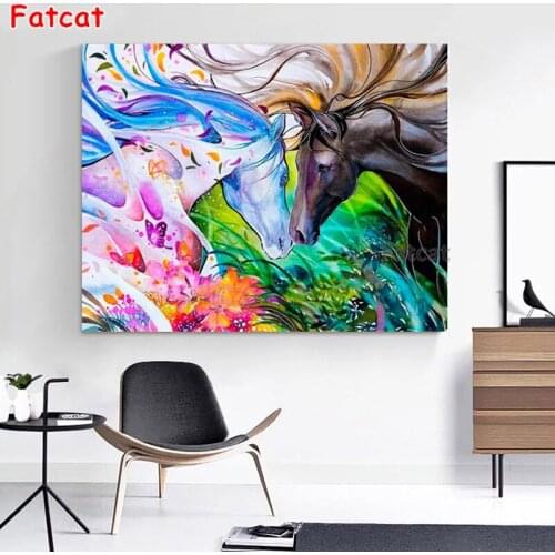 5d diy diamond painting Horse couple butterfly flower full square round diamond embroidery 2021 New arrival gift decor PP2155