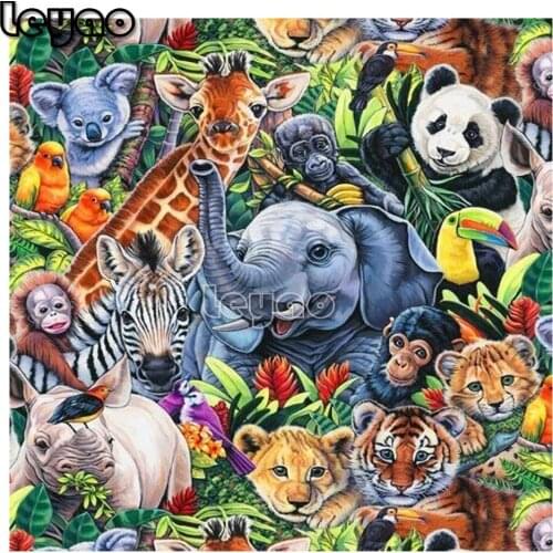 DIY Diamond Painting Needlework 5D Big collection of animals photo Diamond Mosaic Full Square round Diamond Embroidery Pattern