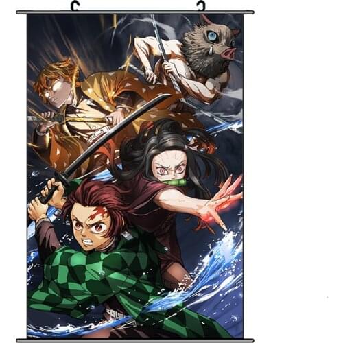 Anime Demon Slayer Kimetsu no Yaiba Wall Scroll HD Print Scroll Poster Home Decor 60/70/90cm