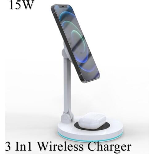 Wireless Charger Stand 3 in1 Qi 15W Fast Charging Dock Station For Apple Watch iWatch 6 5 4 AirPods Pro iPhone 12 11 XS XR 2021
