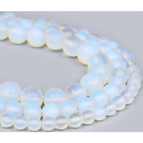 Matte Dull Polish Transparent White Opal Stone 4 6 8 10 12 Mm Loose Spacer Round Frosted Beads Charm For Jewelry Making Bracelet