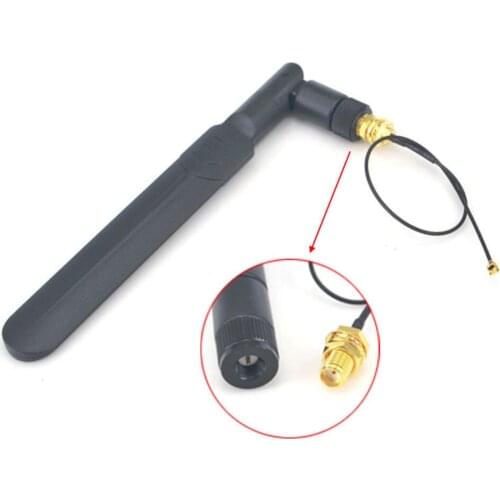 Antenna wifi 2.4g / 5.8ghz Omni dual-band 5dbi Aerial SMA male+SMA female bulkhead to Ufl./IPX 1.13 Pigtail Cable15cm