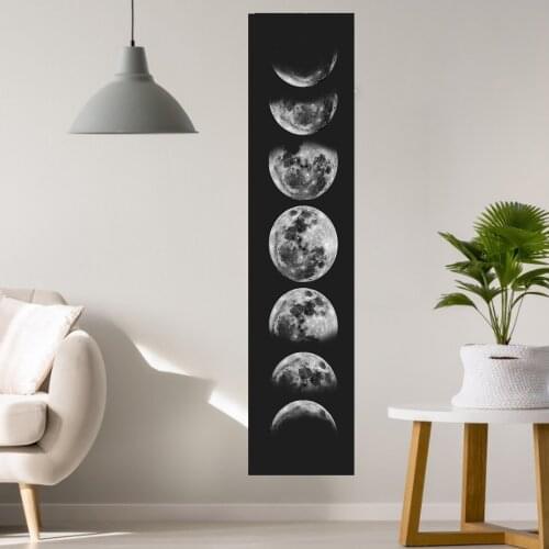 Psychedelic Moon Phase Tapestry Black Galaxy Night Sky Wall Hanging Moon phase Throw Blanket Home Decor Wall Hanging tapestry