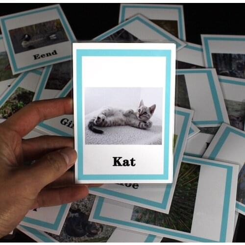 Dutch Animals Hond/Kat/Olifant/Eend Words alphabet Letters FlashCard Kids Montessori Learning Educational Toys For Children Baby