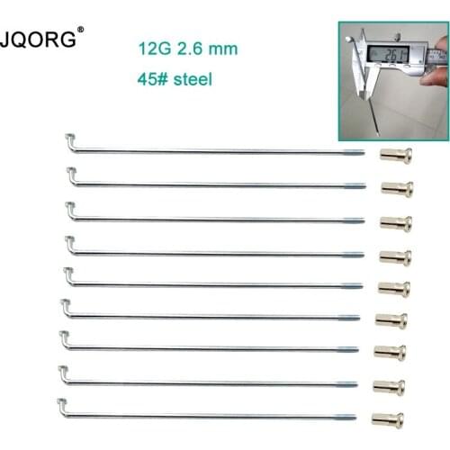 JQORG 12K Diameter 2.6 mm 45# Steel Material Electric Bike Motor Wheel Spokes With 13 mm Length Brass Nipples Length Customize