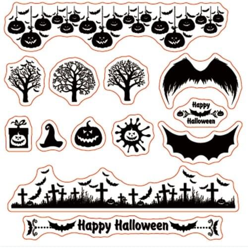 KLJUYP Happy Halloween Clear Stamps Scrapbook Paper Craft Clear stamp scrapbooking08142