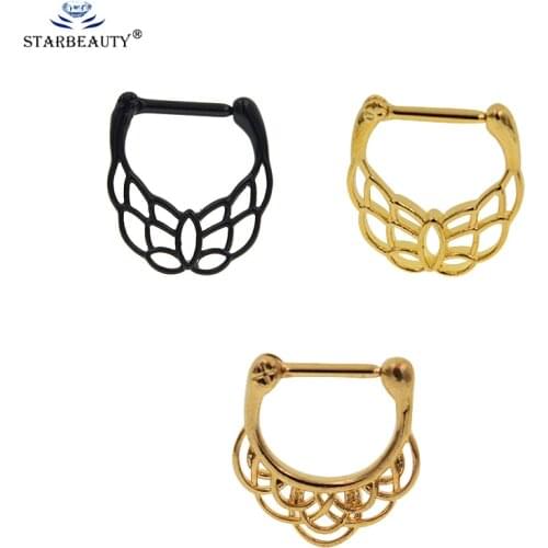 1Pc Hollow Out Flower 16G Real Septum Piercing Nose Rings Piercing Septo Nariz Body Jewelry Septum Clicker Piercing
