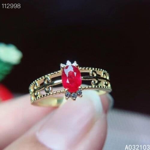 KJJEAXCMY fine jewelry 925 sterling silver inlaid natural ruby Womens exquisite luxury adjustable gem ring support detection