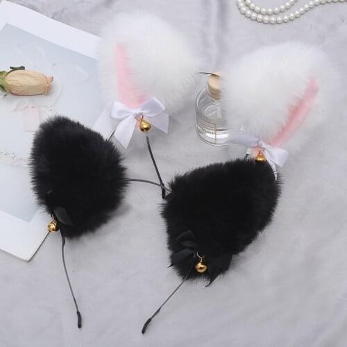 Beautiful Masquerade Halloween Cat Ears Headwear Cosplay Cat Ear Anime Party Costume Bell Headwear Headband Hair Accessories