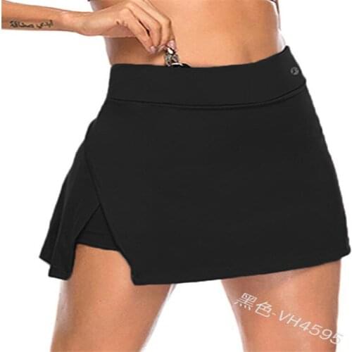 Europe and America best selling solid color irregular split casual simple high waist elastic ladies skirt