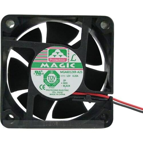 Magic MGA6012XR-A25 DC 12V 0.20A 60x60x25mm 2-wire Server Cooling Fan